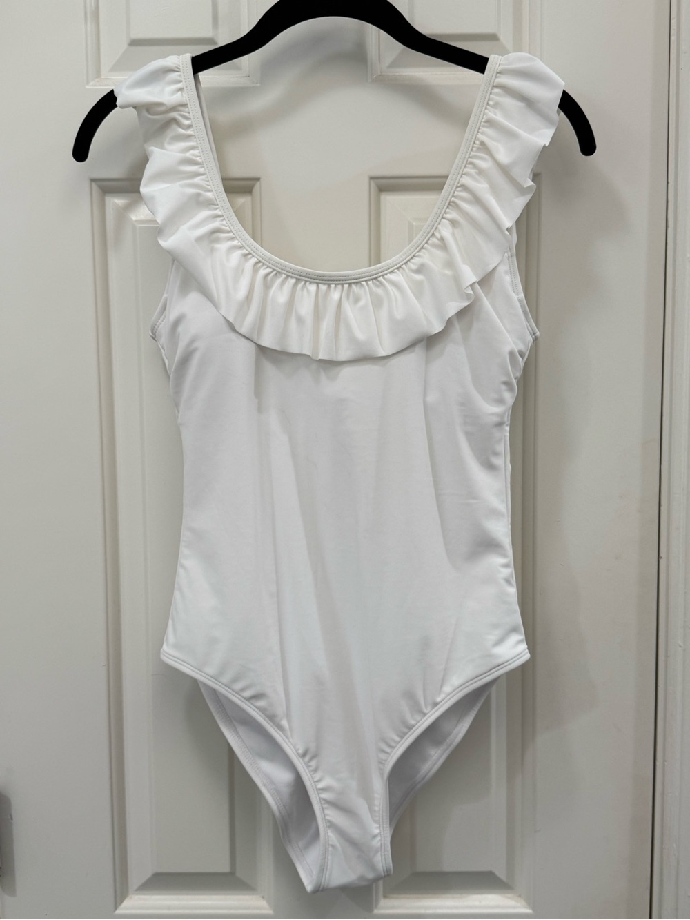 Women’s White Ruffle-Trim One-Piece Swimsuit